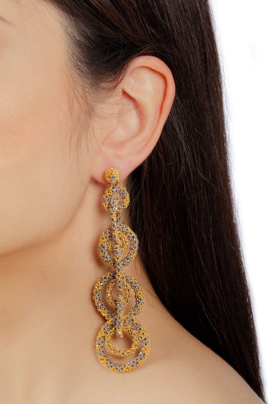 Women Kuu Earrings | Chain Hoop Earrings-Gold-Platinum