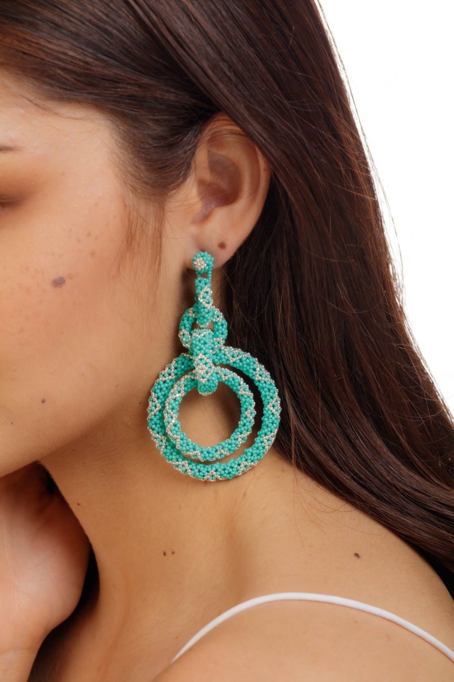 Women Kuu Earrings | 5 Hoop Earings-Turquoise Crystal