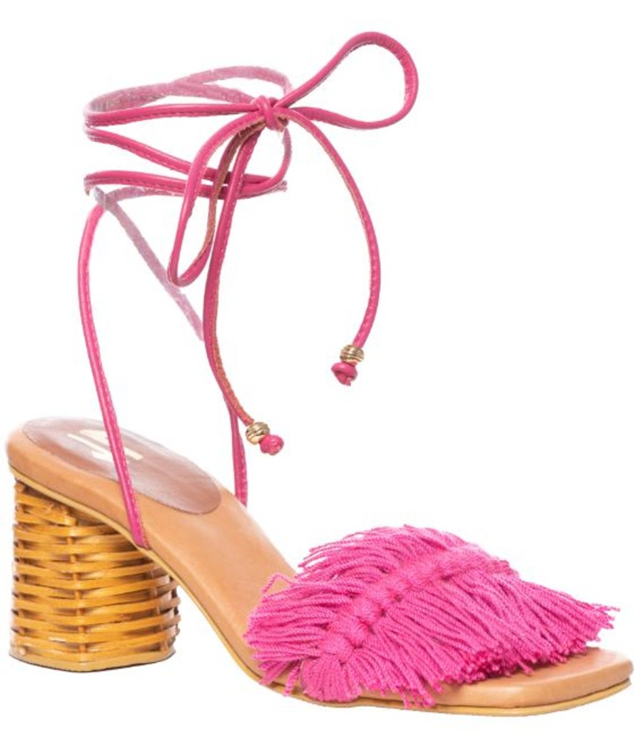 Women Silvia Cobos Sandals | Silvia Cobos Canasto Lace Up Mid Heel Fuchsia