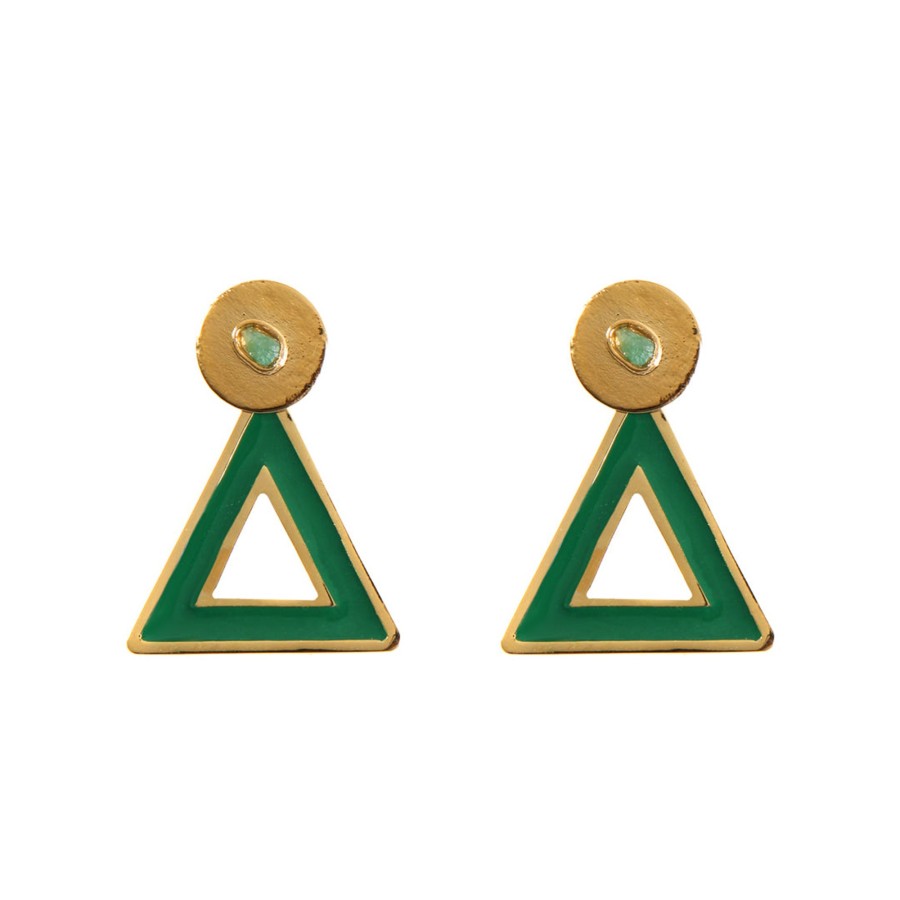 Women TAO BY VANESSA ARCILA Earrings | Triangle Green Earrings Small 2 In 1