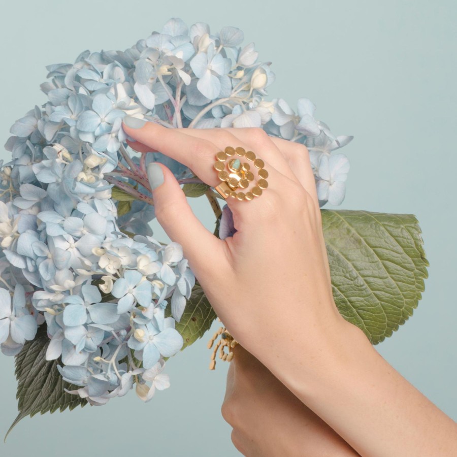 Women TAO BY VANESSA ARCILA Rings | Ana Raw Emerald Bronze & 24K Gold Plated Snail Ring