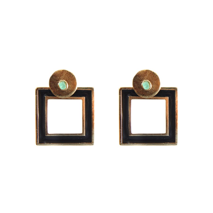 Women TAO BY VANESSA ARCILA Earrings | Square Black Earrings Small 2 In 1