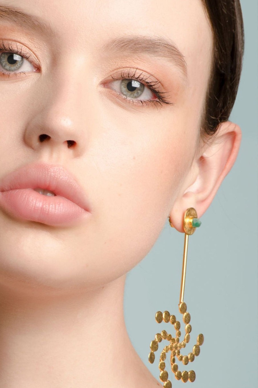 Women TAO BY VANESSA ARCILA Earrings | Maria Raw Emerald Bronze & 24K Gold Plated Snail 2 In 1 Earrings