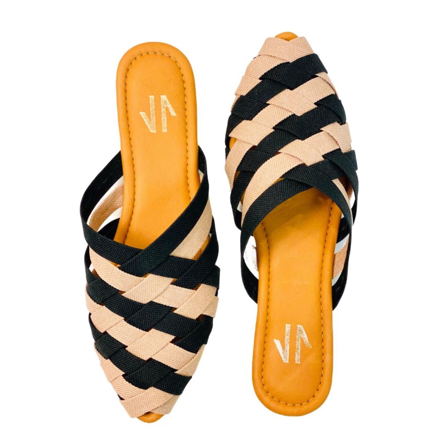 Women Silvia Cobos Mules | Flat Mules Silvia Cobos Cancun Black And White