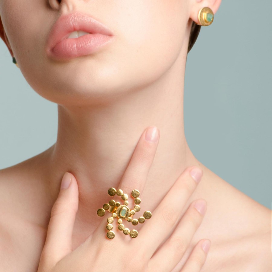 Women TAO BY VANESSA ARCILA Rings | Maria Raw Emerald Bronze & 24K Gold Plated Snail Ring