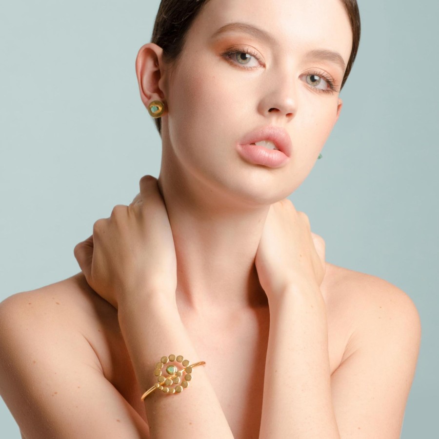 Women TAO BY VANESSA ARCILA Bracelets | Ana Raw Emerald Bronze & 24K Gold Plated Snail Bracelet